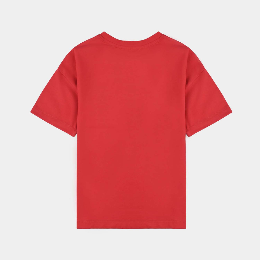 Boys Lycra jersey T-Shirt Basic-RED