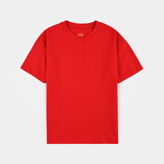Girls Lycra Jersey T-Shirt Basic-RED