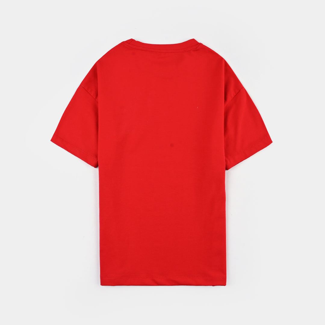 Girls Lycra Jersey T-Shirt Basic-RED