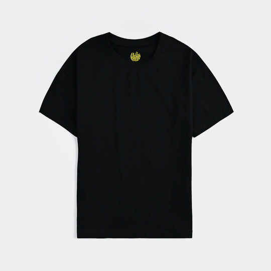 Girls Lycra Jersey T-Shirt Basic-BLACK