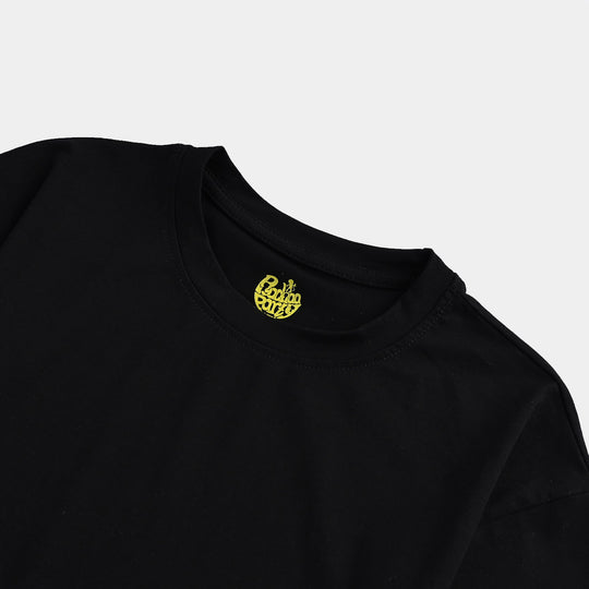 Girls Lycra Jersey T-Shirt Basic-BLACK