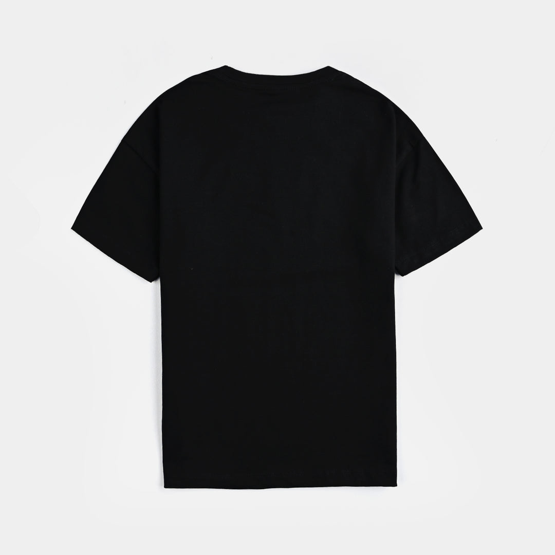 Girls Lycra Jersey T-Shirt Basic-BLACK