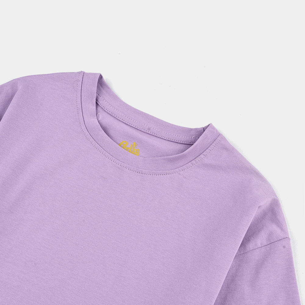 Girls Lycra Jersey T-Shirt Basic-LAVENDER