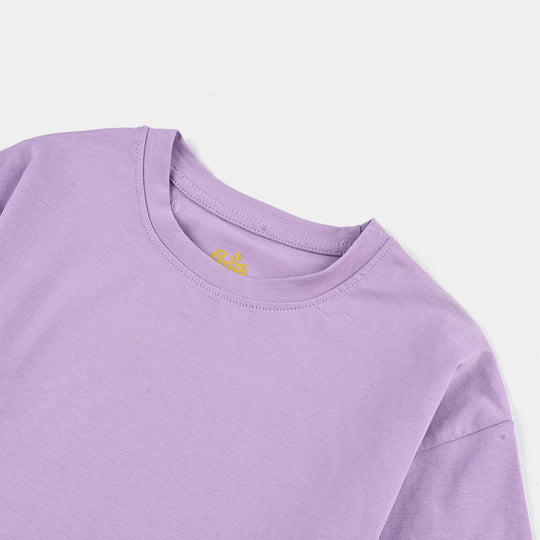 Girls Lycra Jersey T-Shirt Basic-LAVENDER
