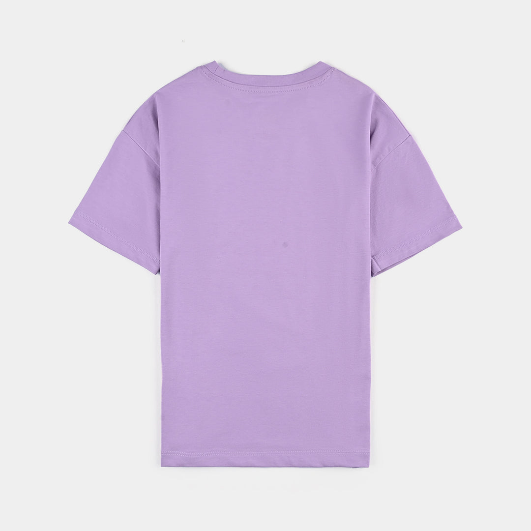 Girls Lycra Jersey T-Shirt Basic-LAVENDER