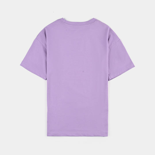Girls Lycra Jersey T-Shirt Basic-LAVENDER