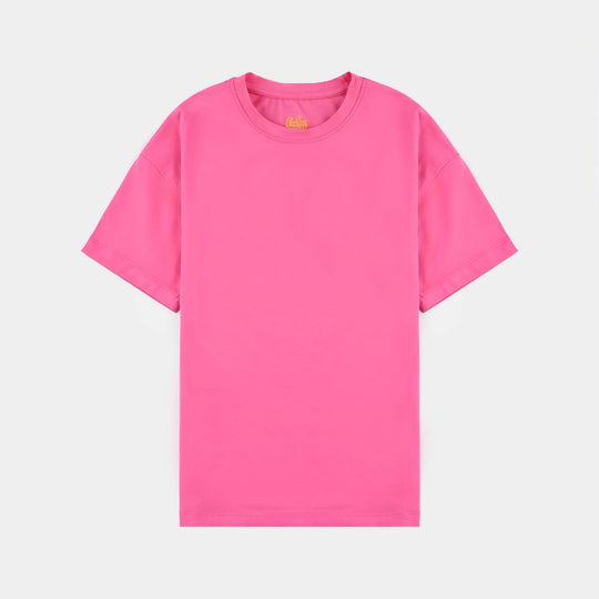Girls Lycra Jersey T-Shirt Basic-Pink