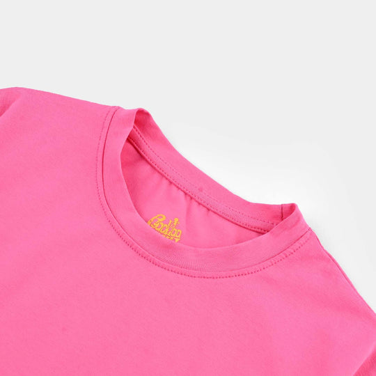 Girls Lycra Jersey T-Shirt Basic-Pink