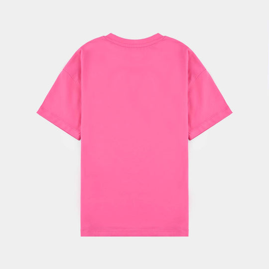 Girls Lycra Jersey T-Shirt Basic-Pink