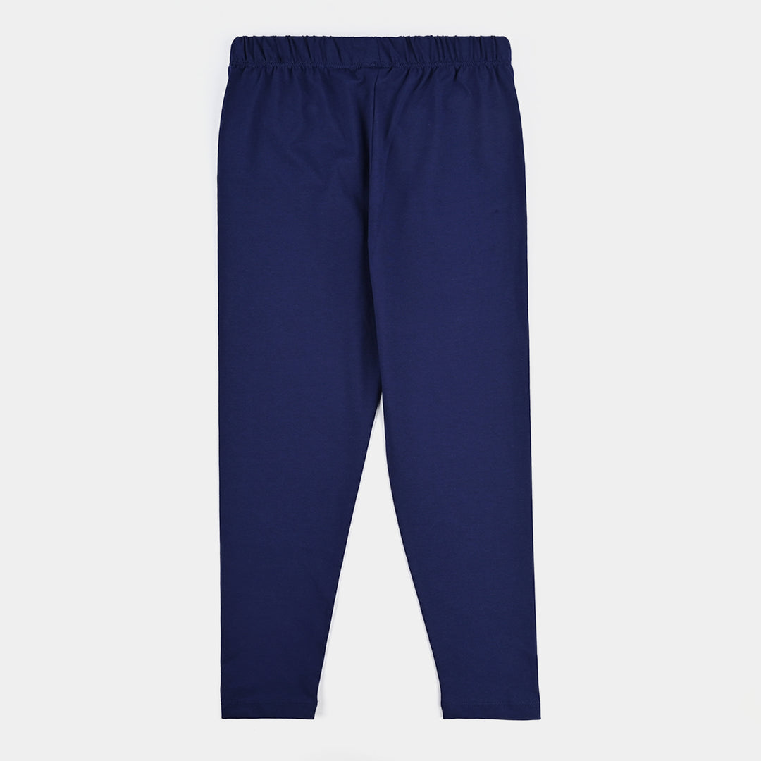 Girls Lycra Jersey Tights Basic-NAVY