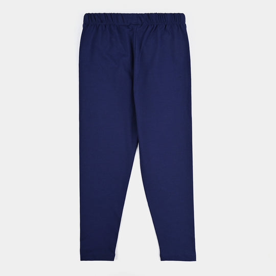 Girls Lycra Jersey Tights Basic-NAVY