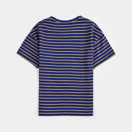 Boys Yarn Dyed T-Shirt H/S Trouble Maker-NAVY