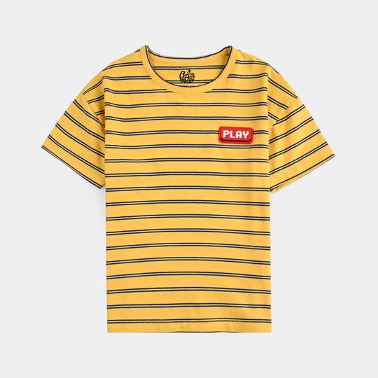 Boys Yarn Dyed T-Shirt H/S PLAY-Yellow