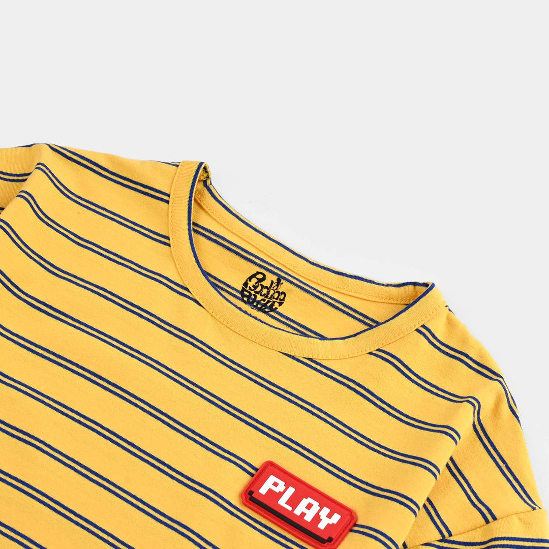 Boys Yarn Dyed T-Shirt H/S PLAY-Yellow