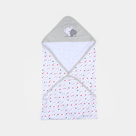 BABY WRAPPING SHEET | Grey HEART H053