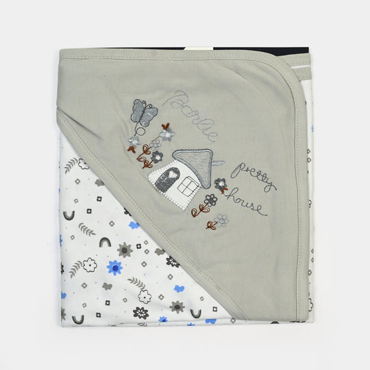 BABY WRAPPING SHEET | Grey FLOWER H053