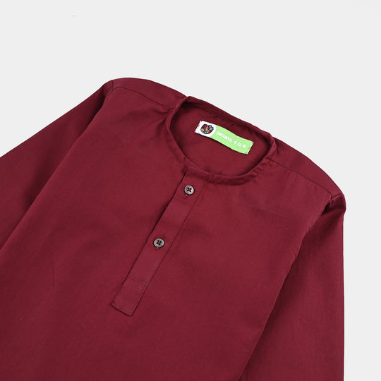 Infant Boys Cotton Poplin Basic Kurta-Red