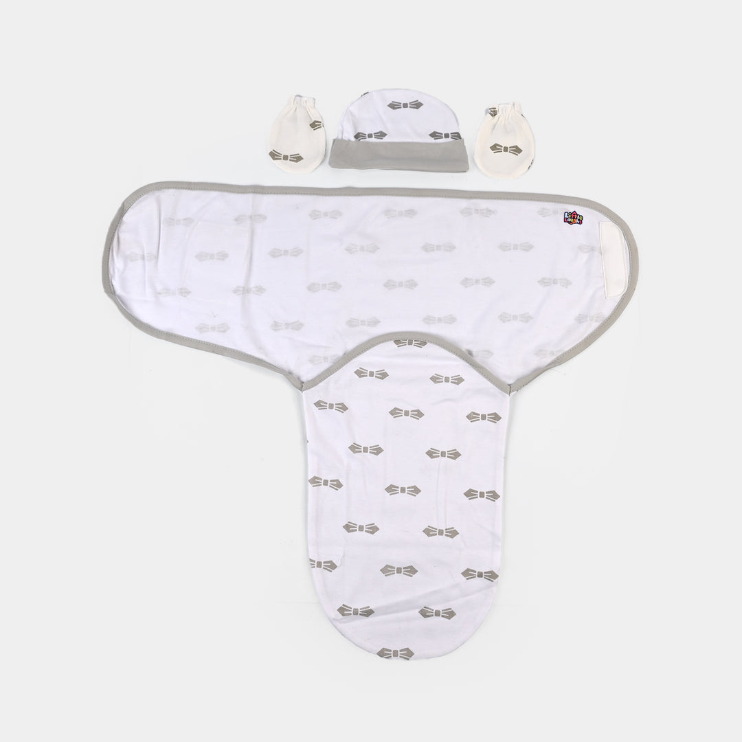 Baby Swaddle with Cap & Mittens Set