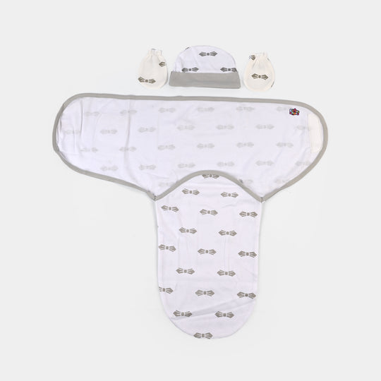 Baby Swaddle with Cap & Mittens Set