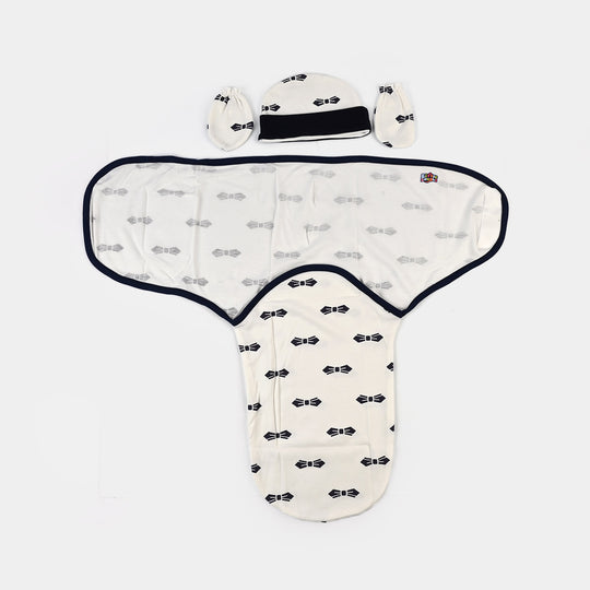 Baby Swaddle with Cap & Mittens Set