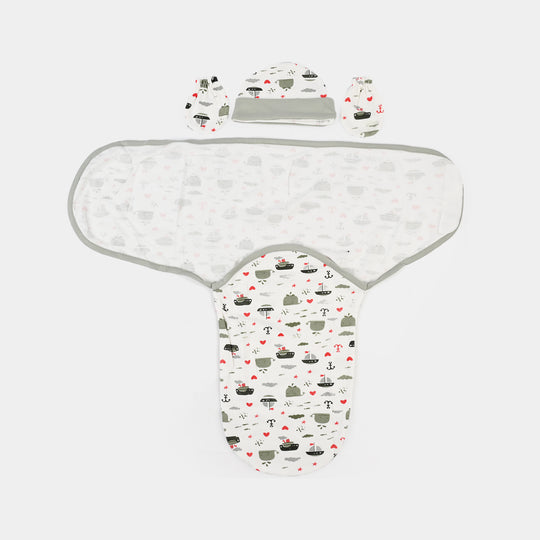 Baby Swaddle with Cap & Mittens Set