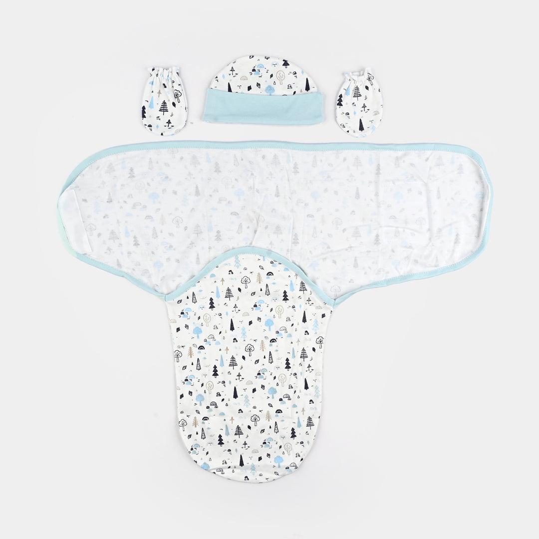 Baby Swaddle with Cap & Mittens Set