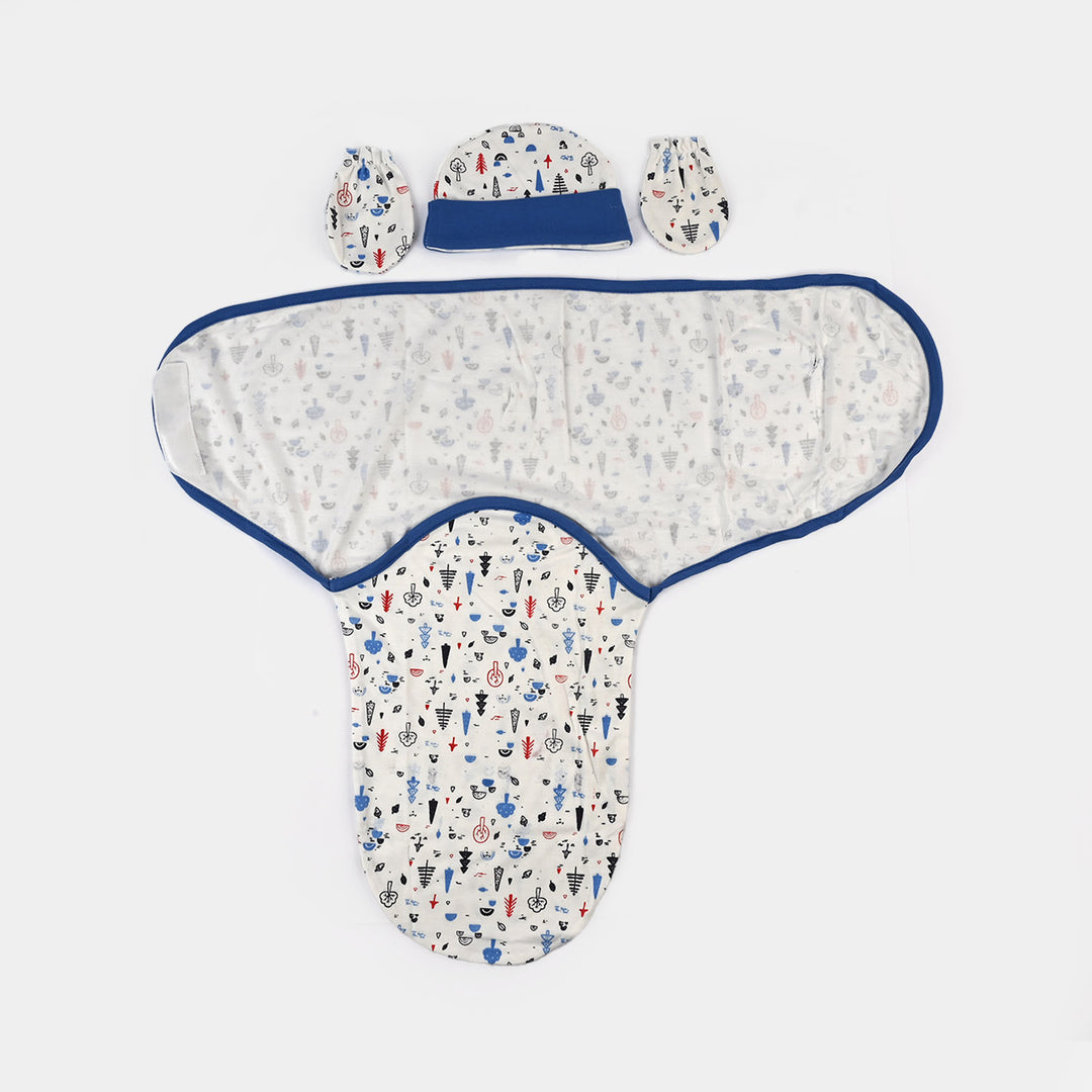 Baby Swaddle with Cap & Mittens Set