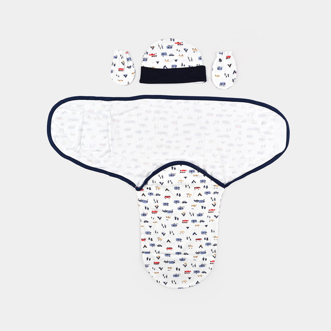 Baby Swaddle with Cap & Mittens Set