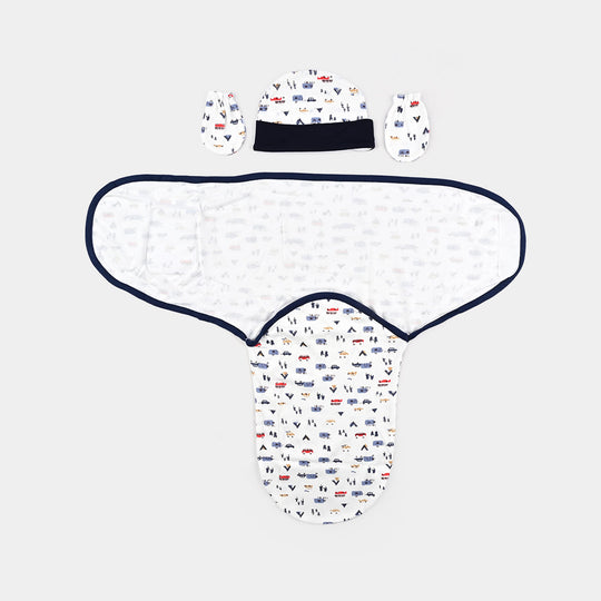 Baby Swaddle with Cap & Mittens Set