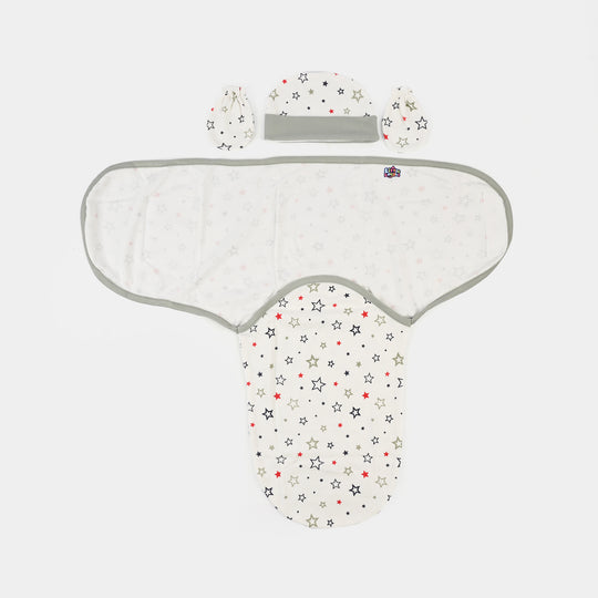 Baby Swaddle with Cap & Mittens Set