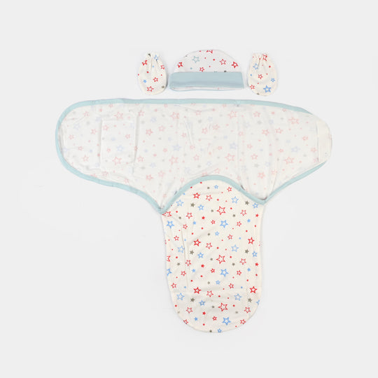 Baby Swaddle with Cap & Mittens Set