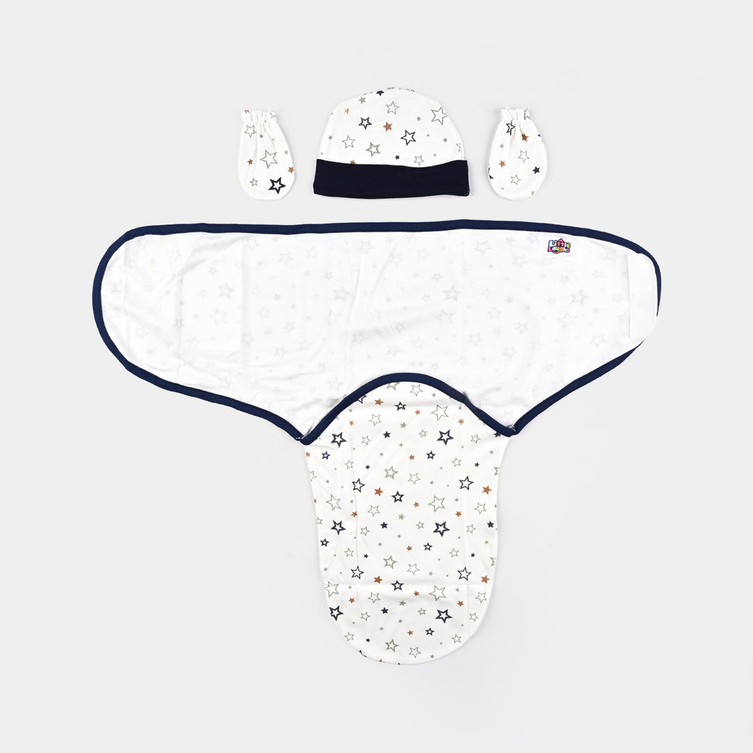 Baby Swaddle with Cap & Mittens Set