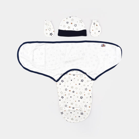 Baby Swaddle with Cap & Mittens Set