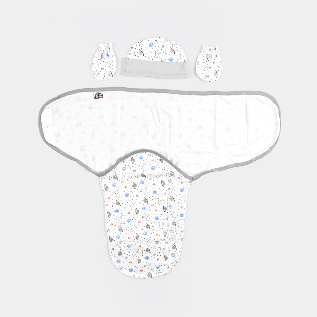 Baby Swaddle with Cap & Mittens Set