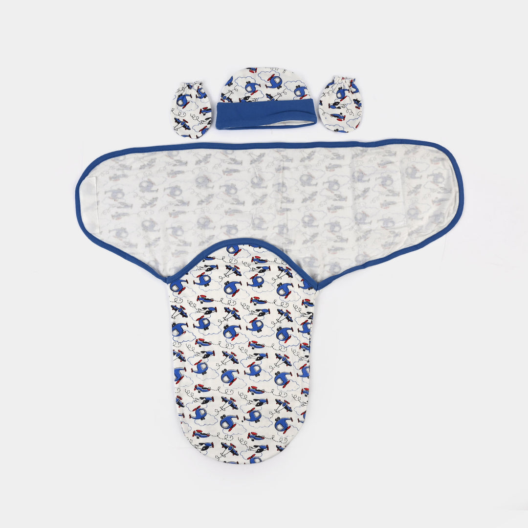 Baby Swaddle with Cap & Mittens Set