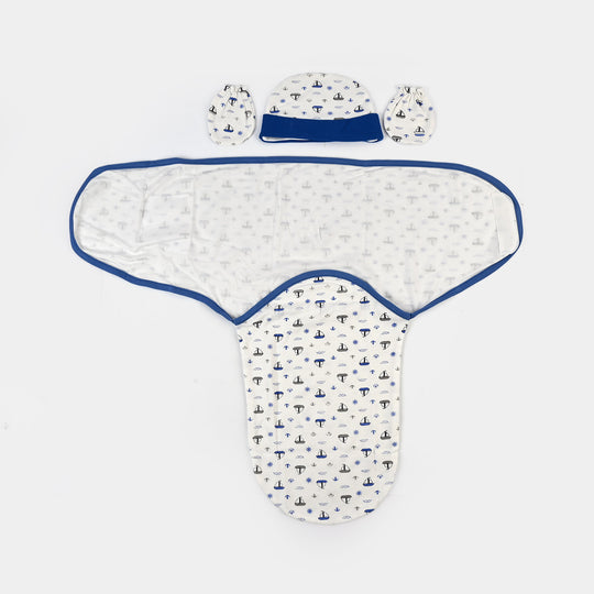 Baby Swaddle with Cap & Mittens Set