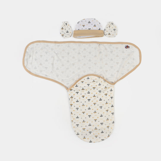 Baby Swaddle with Cap & Mittens Set