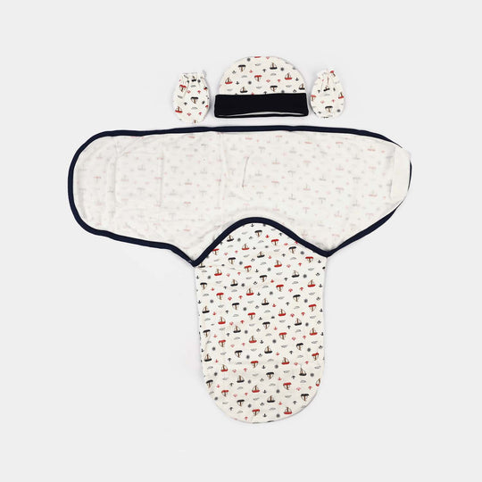 Baby Swaddle with Cap & Mittens Set