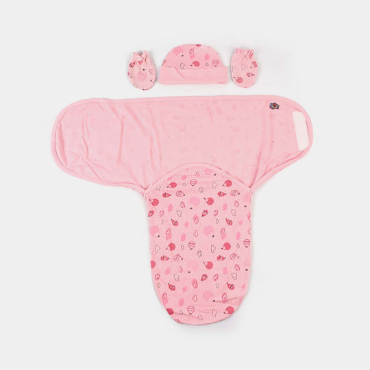 Baby Swaddle with Cap & Mittens Set