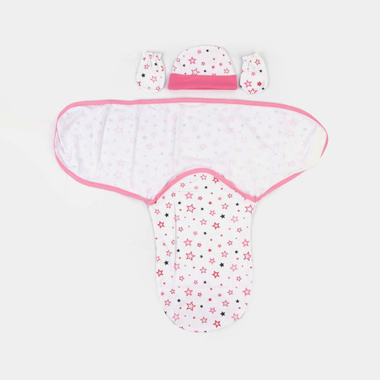 Baby Swaddle with Cap & Mittens Set