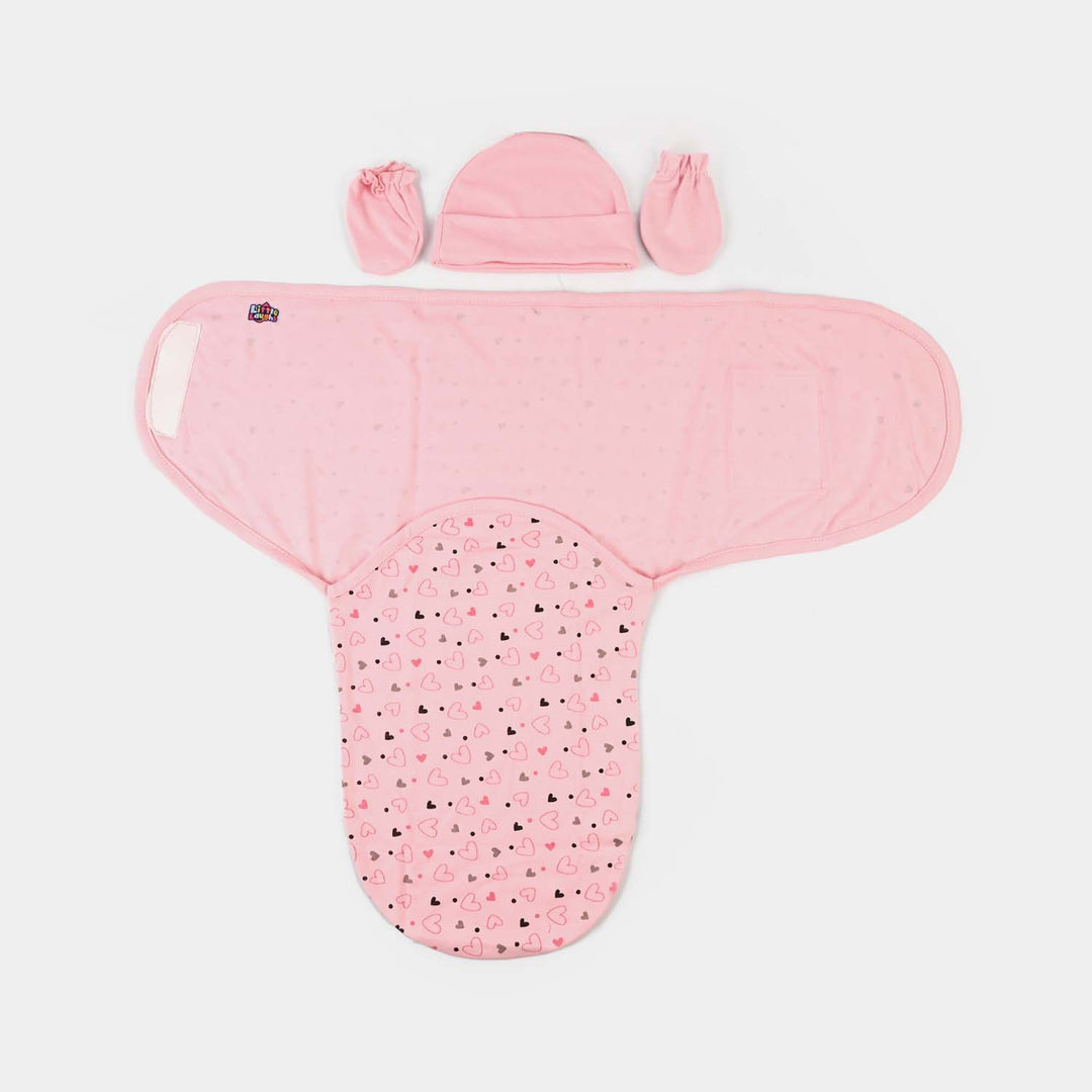 Baby Swaddle with Cap & Mittens Set