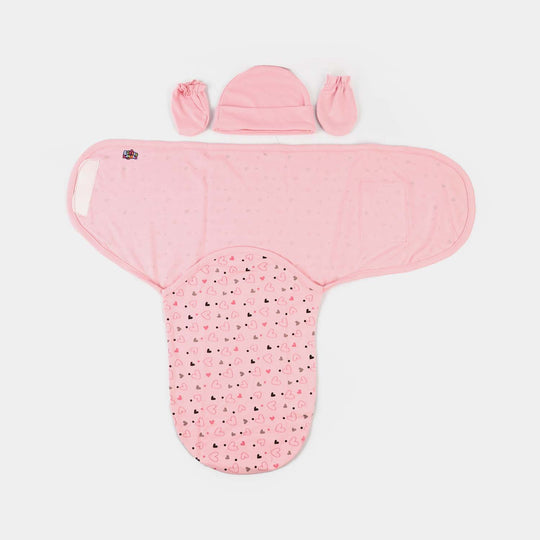 Baby Swaddle with Cap & Mittens Set