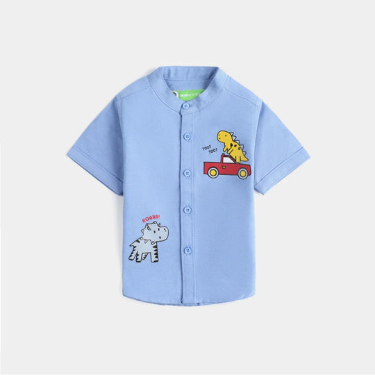 Infant Boys Cotton Basic Casual Shirt (Roarr)-Blue