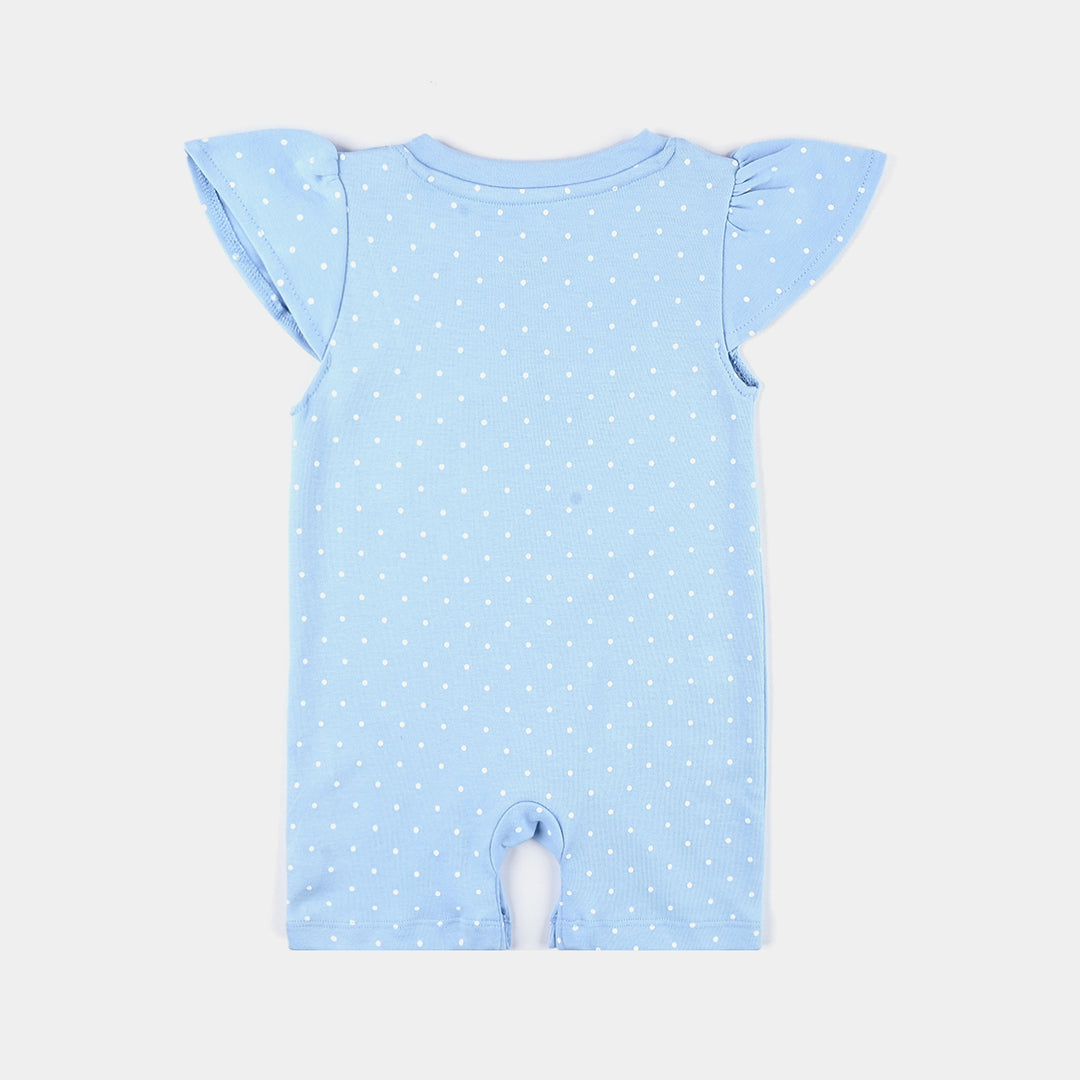 Infant Girls Cotton Jersey SMILEY WORLD FASHION ROMPER-Cerulean