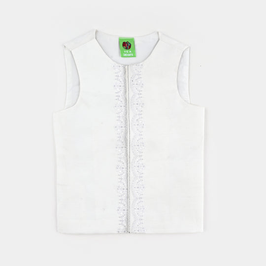 Infant Boys Poly Viscose 3 Piece Suit-White
