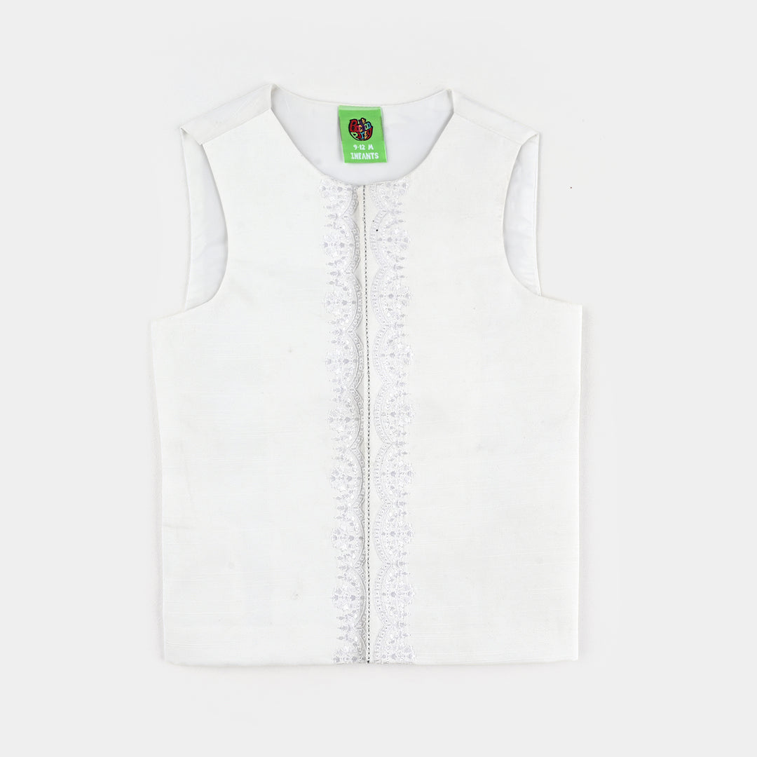 Infant Boys Poly Viscose 3 Piece Suit-White