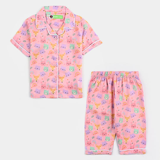 Infant Girls Viscose Nightwear Jungle Friends-Multi