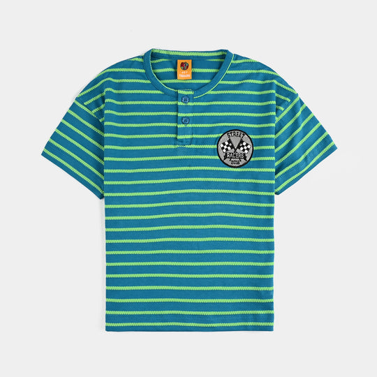 Boys Jacquard T-Shirt HS Street Racer-Green Stripe
