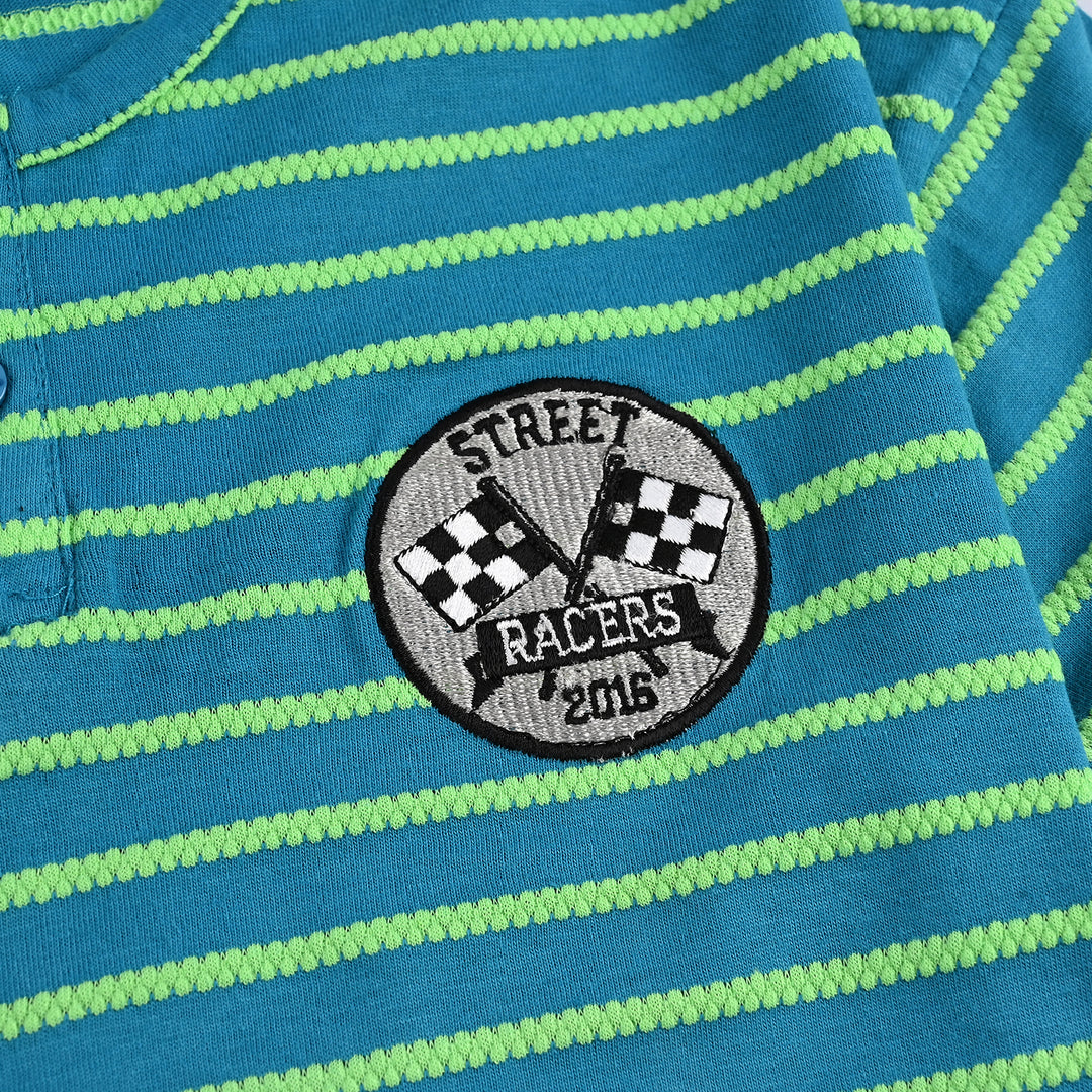 Boys Jacquard T-Shirt HS Street Racer-Green Stripe