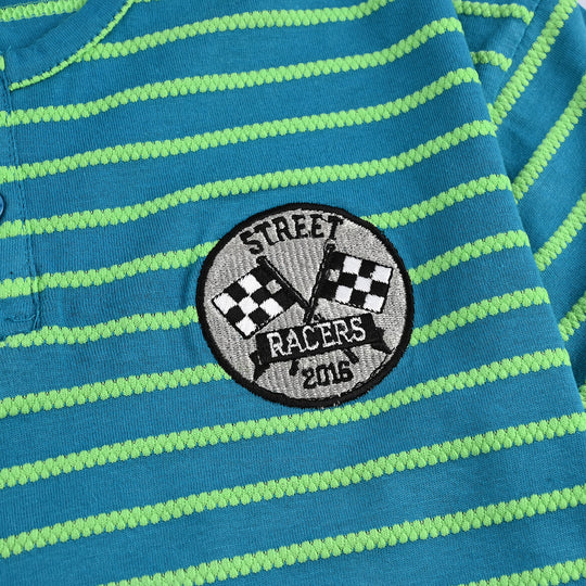 Boys Jacquard T-Shirt HS Street Racer-Green Stripe
